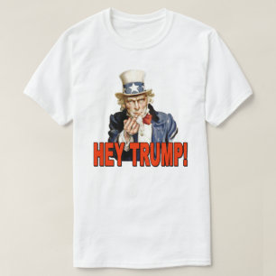Camiseta Ei Trump! Tio Sam com Trump Anti-Dedo Médio