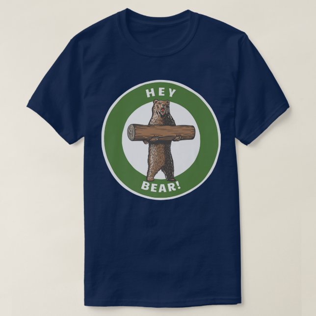 Camiseta Ei, Urso! Engraçado Caminhando ao Exterior Urso Ne (Frente do Design)