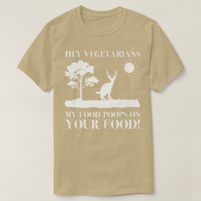 Camiseta Ei Vegetarianos Minha Comida Poops em sua Comida S (Frente do Design)