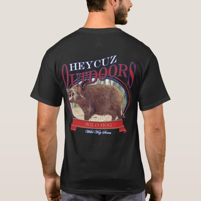 Camiseta EiCuz do lado de fora Design de porco selvagem (Verso)