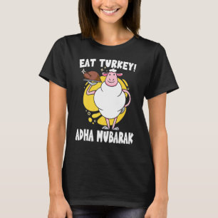Camiseta Eid Al Adha Mubarak Ovelhas comem Turco Eid Muçulm