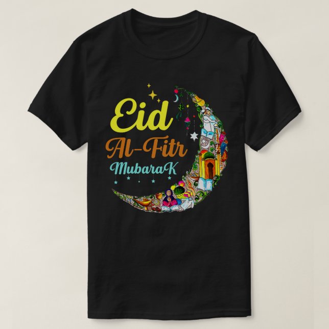 Camiseta Eid AlFitr Mubarak Happy Eid Crescent Moon Eid Pre (Frente do Design)