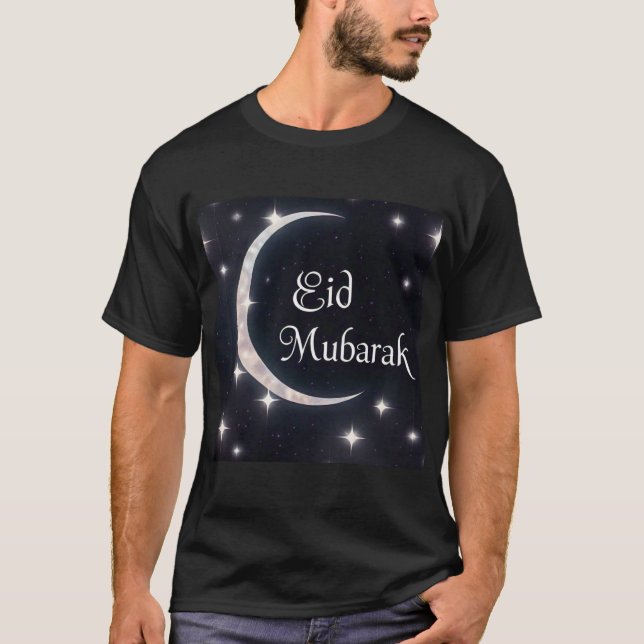 Camiseta Eid Mubarak Crescent Moon Design Mens Tshirt (Frente)