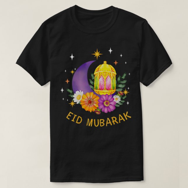 Camiseta Eid Mubarak Floral Islâmico Ramadan Tshirt para Mu (Frente do Design)