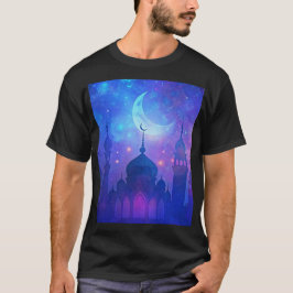 Camiseta Eid Mubarak Magic Nights Árabe Cores Crescentes