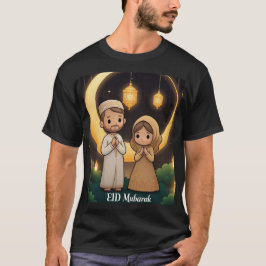 Camiseta Eid Mubarak Mens Tshirt Mostrando Um Casal Muçulma