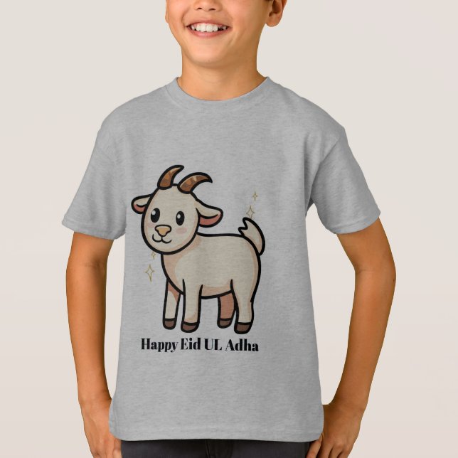 Camiseta Eid Ul Adha de Cabra Fofa para Meninos  (Frente)