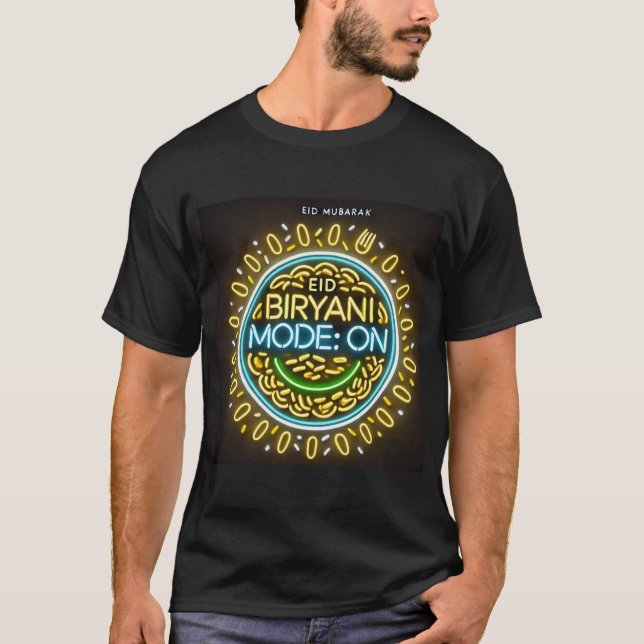 Camiseta Eid Ul Fitr Biryani Mode ON Neon Style Tshirt (Frente)