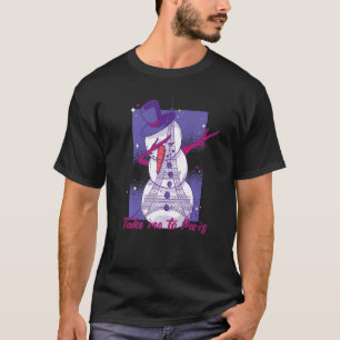 Camiseta Eiffel Tower Christmas Dabbing Snowman Leva-me a