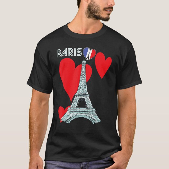 Camiseta Eiffel Tower I Love Paris France Souvenir French (Frente)