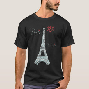 Camiseta Eiffel Tower I Love Paris Souvenir França Parisien