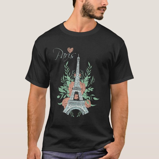 Camiseta Eiffel Tower Love Paris French Souvenir Parisiense (Frente)