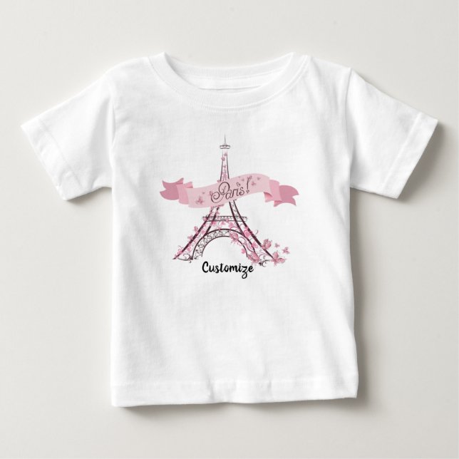Camiseta Eiffel Tower, Paris Baby Fine Jersey T Shirt (Frente)