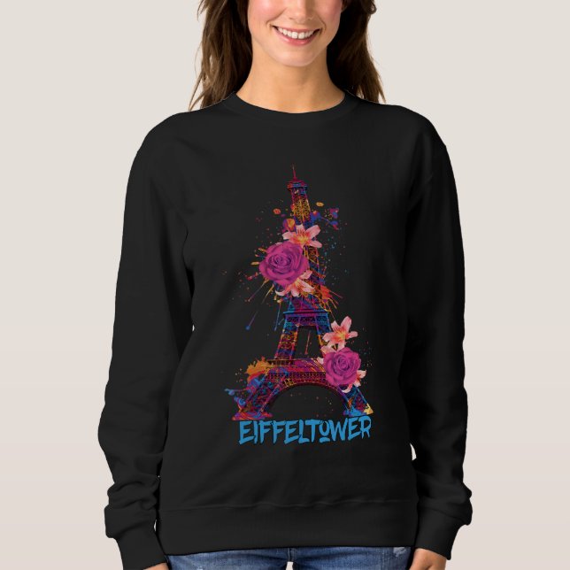 Camiseta Eiffel Tower Roses I Love Paris Souvenir France Fr (Frente)