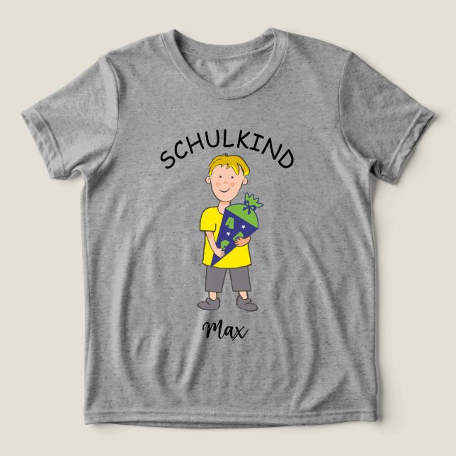Camiseta Einschulung Schulkind - Junge mit Schultüte 1 | (Design frontal)