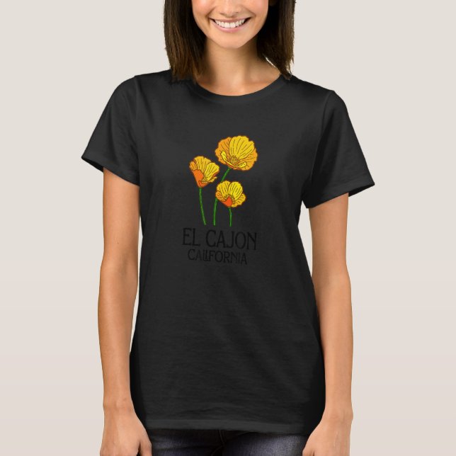 Camiseta El Cajon California CA Poppy Flower State City Vin (Frente)
