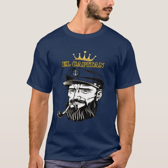 Camiseta El Capitan Anchor Pontoon Boat Captain Skipper. (Frente)