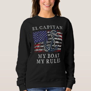 Camiseta El Capitan My Boat My Rules Pontoon Capitão 4th Of