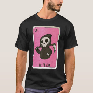 Camiseta El Flaco Mexicano Slang Loteria Cartões de Bingo