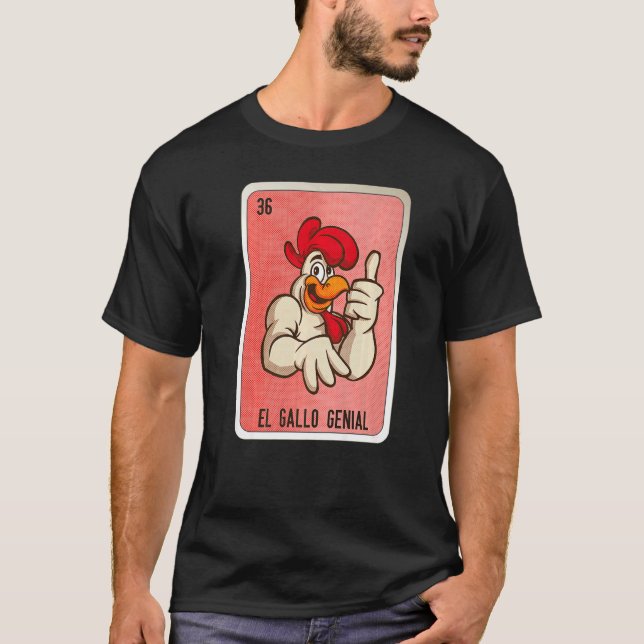 Camiseta El Gallo Genial Mexican Slang Lottery Bingo Cards  (Frente)