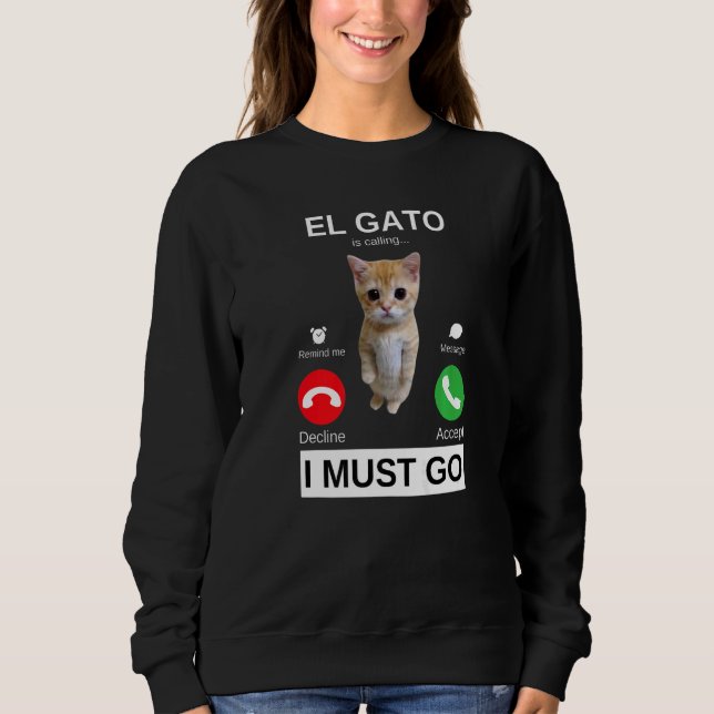 Camiseta El Gato está Chamando Meme de Gatinho Chorando Tri (Frente)