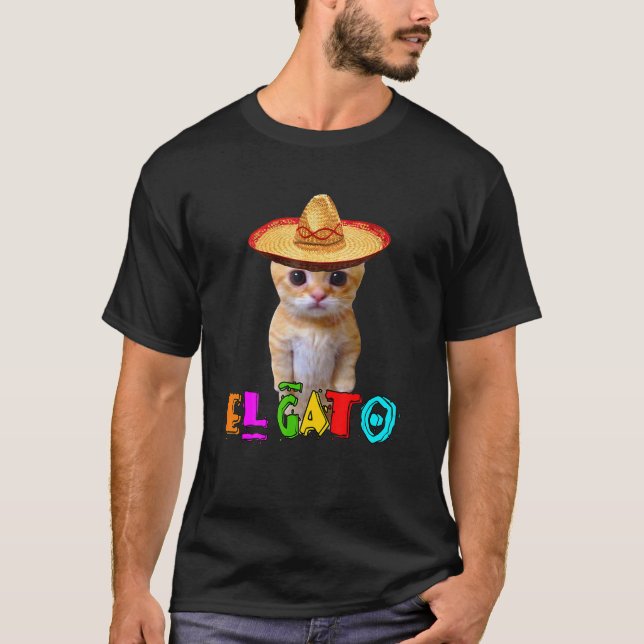 Camiseta El Gato Meme Gatinho Mexicano Cat Latino Munchkin  (Frente)