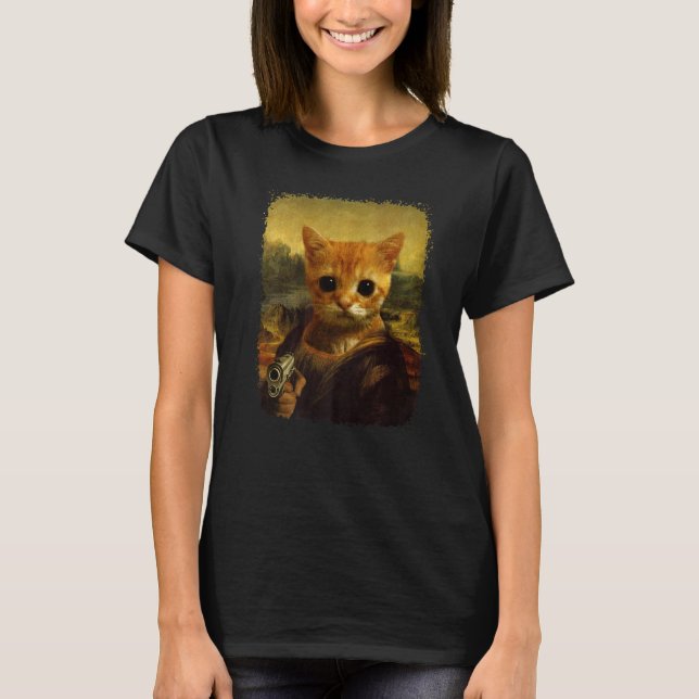 Camiseta el gato Meme historical funny Cute Cat with gun Pr (Frente)