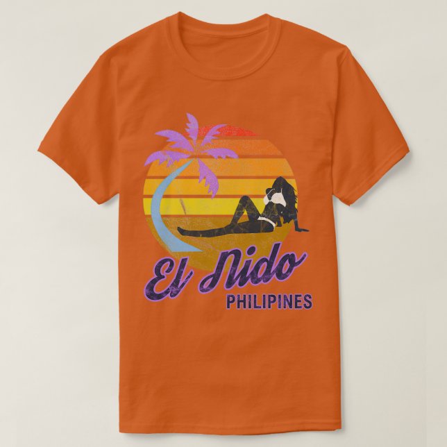 Camiseta El Nido Filipinas SE Asia Retro Surf (Frente do Design)