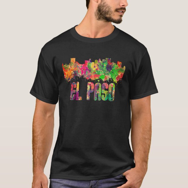 Camiseta El Paso City Skyline Texas Colorful (Frente)