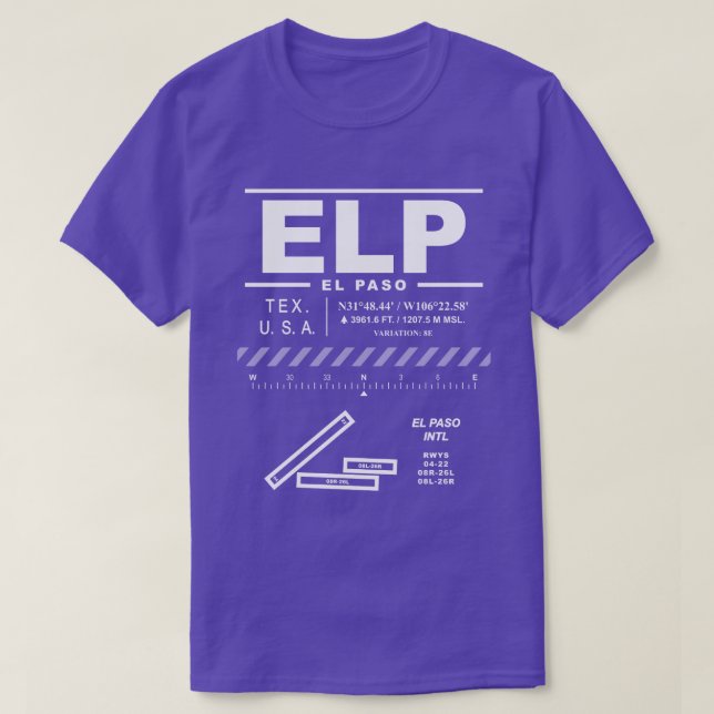 Camiseta El Paso International Airport ELP (Frente do Design)