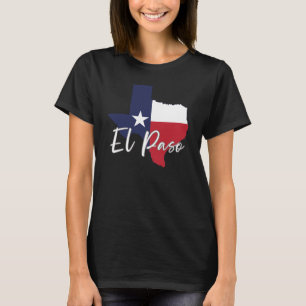 Camiseta El Paso, Texas Flag Map Black, feminino