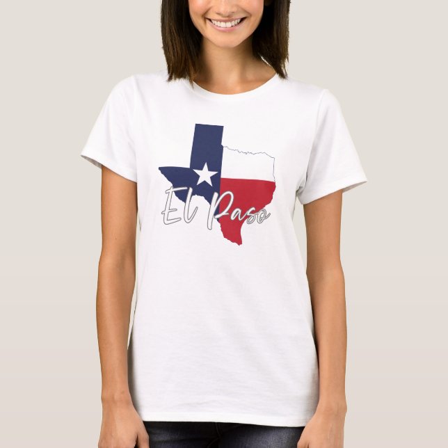 Camiseta El Paso, Texas Flag Map Women's White (Frente)