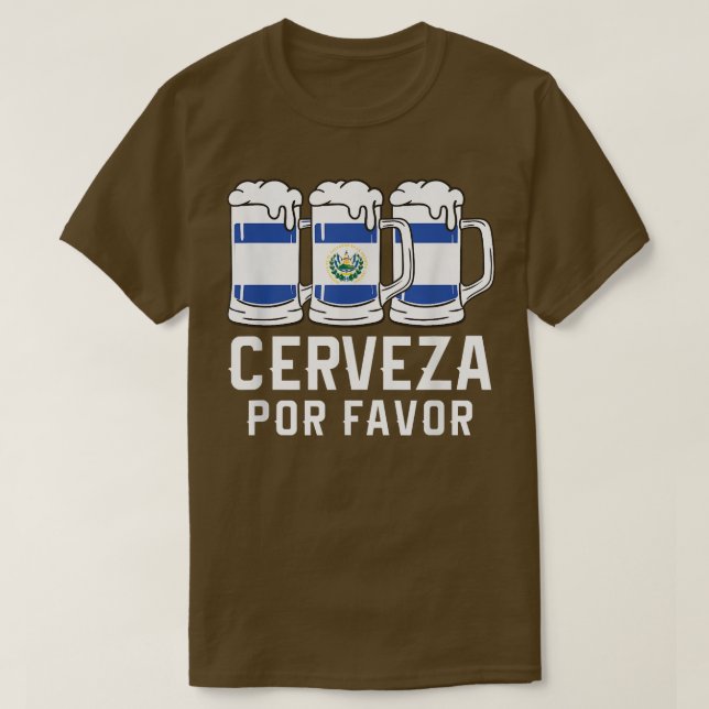Camiseta El Salvador Cerveza Por Favor Bandeira Pupusas Sal (Frente do Design)