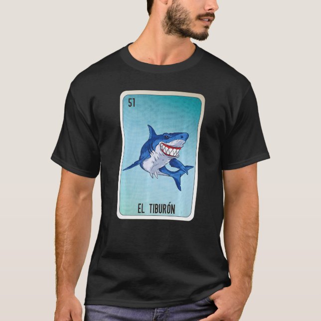 Camiseta El Tiburón (Loteria Mexicana) Cartões de Loteria d (Frente)