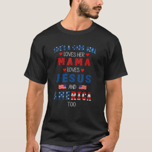 Camiseta Ela Adora A Mamãe Ama Jesus E Amer