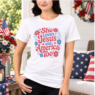 Camiseta Ela Ama Jesus e a América Também