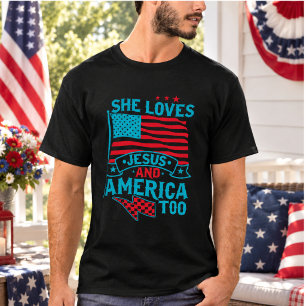 Camiseta Ela Ama Jesus e a América Também
