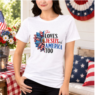 Camiseta Ela Ama Jesus e a América Também
