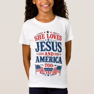 Camiseta Ela Ama Jesus e a América Também