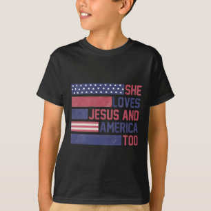 Camiseta Ela Ama Jesus E América No Dia 4 De Julho, Patrio