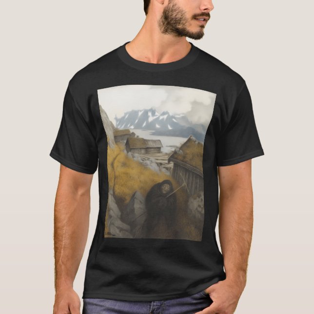 Camiseta Ela Cobrir Todo O País Por Theodor Kittelsen (Frente)