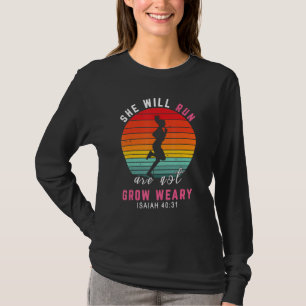 Camiseta Ela Correrá e Não Se Cansará Isaías 4031 Correndo