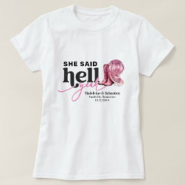 Camiseta Ela Disse Sim Com um Sim Pink Ocidental Chapéu de