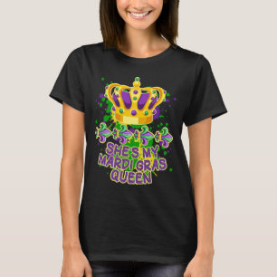 Camiseta Ela é a minha Casal Mardi Gras Queen Paint Splatte