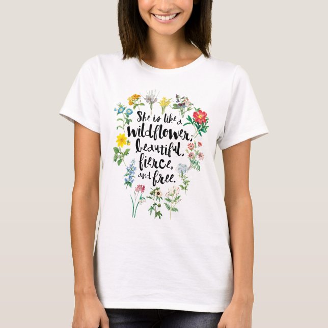 Camiseta "Ela é como uma flor selvagem..." Rustic Boho (Frente)