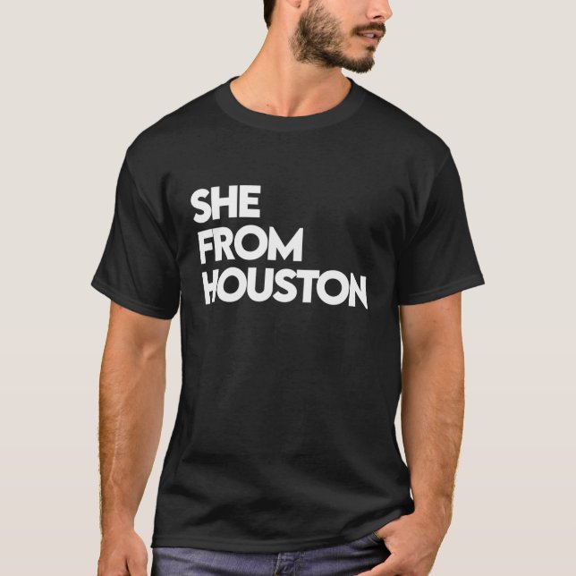 Camiseta Ela é de Houston Ela é de TX Texas H Town 713 8 (Frente)