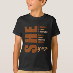 Camiseta Ela É Eu Forte Educada Abençoada História Negra Mu