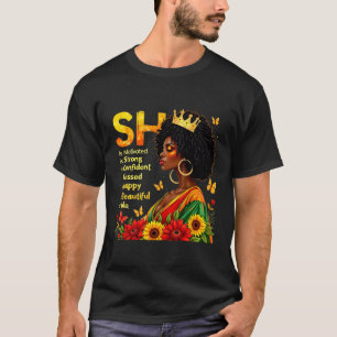 Camiseta Ela É Forte Motivada Confiante Benta Mulher Preta