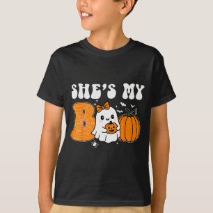 Camiseta Ela É Minha Boo Engraçado Casais de Halloween Comb