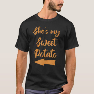 Camiseta Ela é minha doce Casal de Ação de Graças de Batata